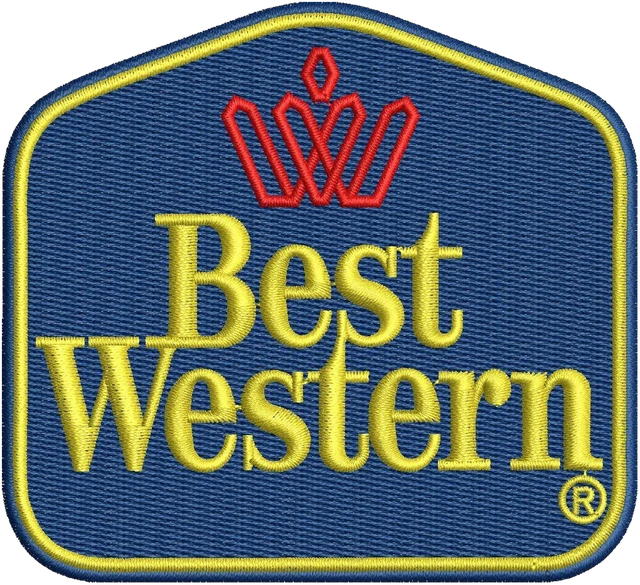 Diseño de bordado Diseño de bordado logo hotel Best Western escudo azul sobre tela