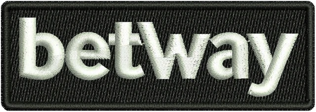 Betway White Wordmark Black Patch Embroidery Design embroidery design shown stitched on fabric