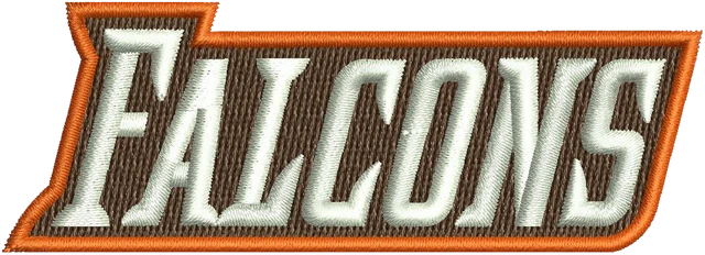 BGSU Falcon Logo 3 Embroidery Design embroidery design shown stitched on fabric