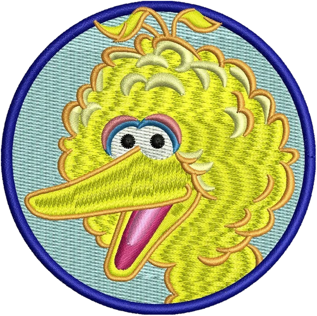 Ricamo Big Bird animato su tessuto