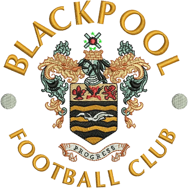 Stickdatei Blackpool Football Club Logo Stickdatei auf Stoff gestickt