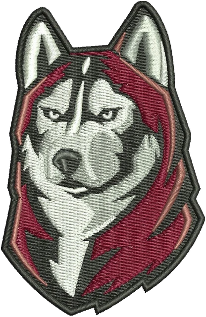 Stickdatei Bloomsburg Huskies Football Logo Stickdatei auf Stoff gestickt