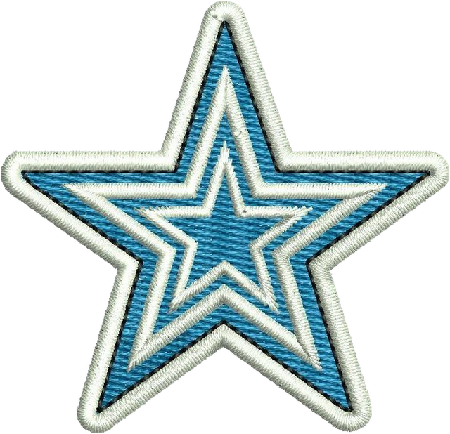 Ricamo Stella blu animata su tessuto