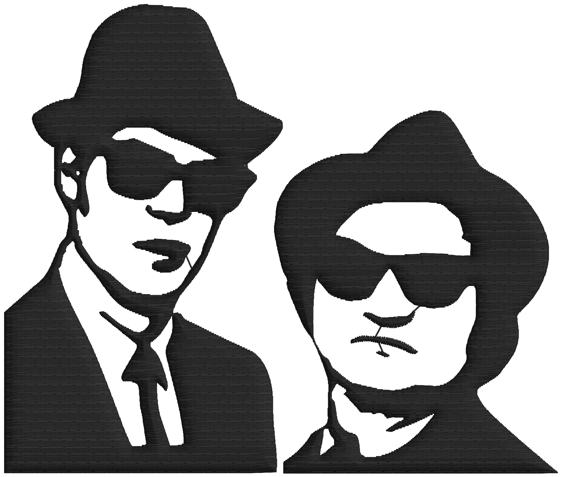 Ricamo Blues Brothers su tessuto