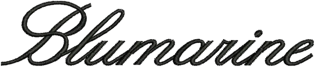 Blumarine Black Script Logo Embroidery Design embroidery design shown stitched on fabric