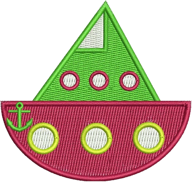 Stickdatei Boat 2 Stickdatei auf Stoff gestickt
