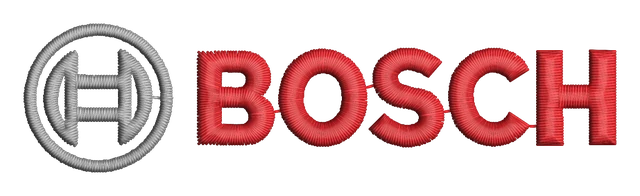 Bosch Logo Embroidery Design embroidery design shown stitched on fabric