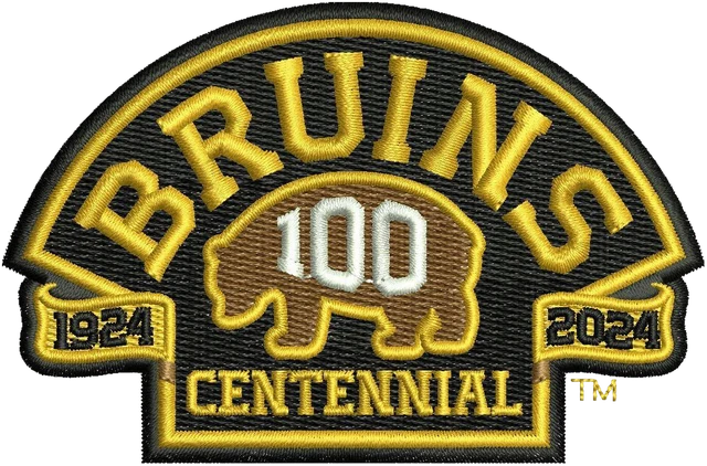 Stickdatei Boston Bruins Centennial-Emblem auf Stoff gestickt