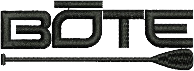 Bote Logo Embroidery Design embroidery design shown stitched on fabric