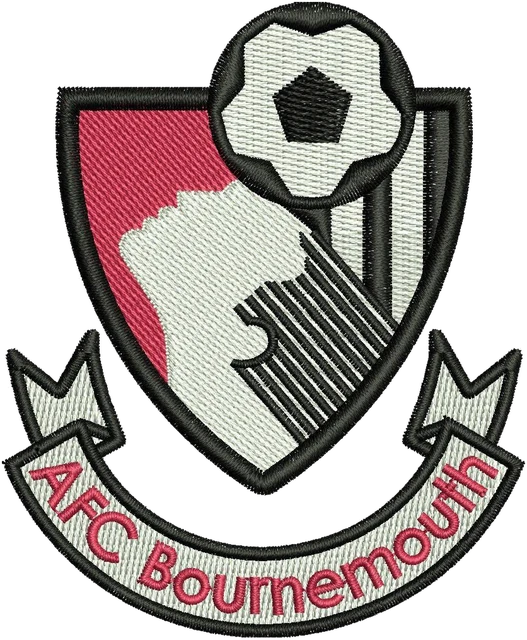AFC Bournemouth vintage shield embroidery design shown stitched on fabric