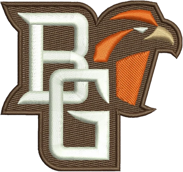 Bowling Green State University Logo Embroidery Design embroidery design shown stitched on fabric