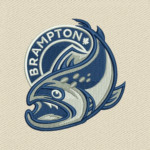 Brampton Steelheads blaues Fischlogo Stickdatei