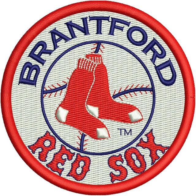 Diseño de bordado Logo circular de béisbol Brantford Red Sox sobre tela