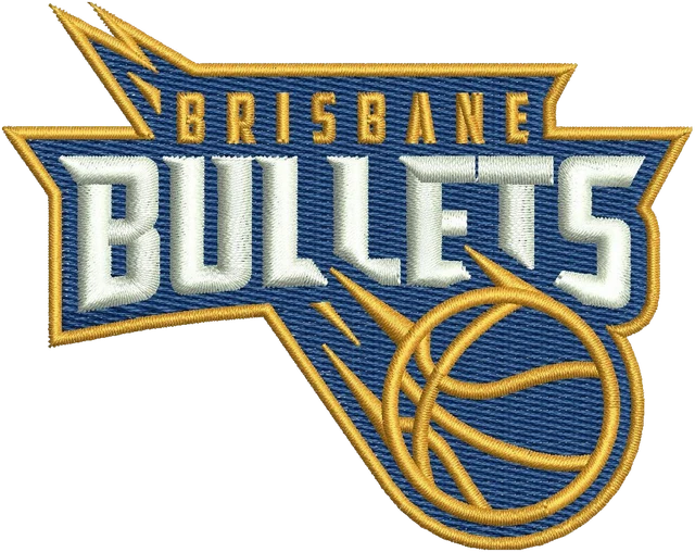 Brisbane Bullets basketball logo embroidery design shown stitched on fabric