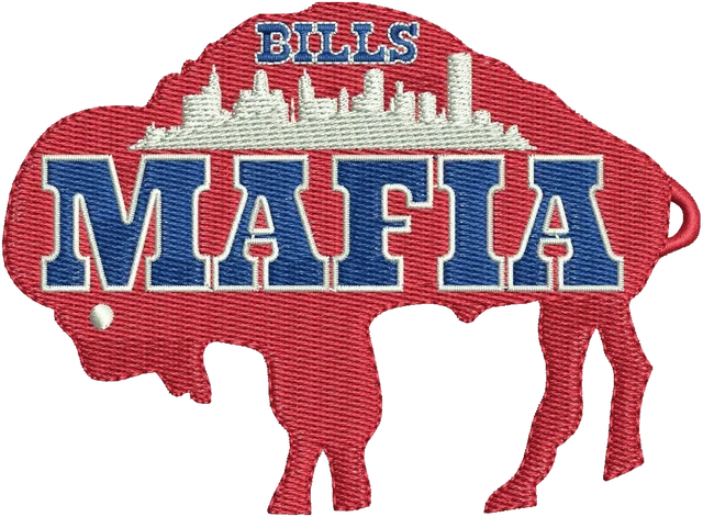 Buffalo Bills MAFIA Logo Embroidery Design embroidery design shown stitched on fabric