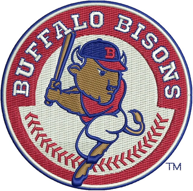 Buffalo Bisons Baseball Logo Embroidery Design embroidery design shown stitched on fabric