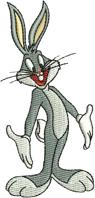 Stickdatei Bugs Bunny 6 Stickdatei auf Stoff gestickt