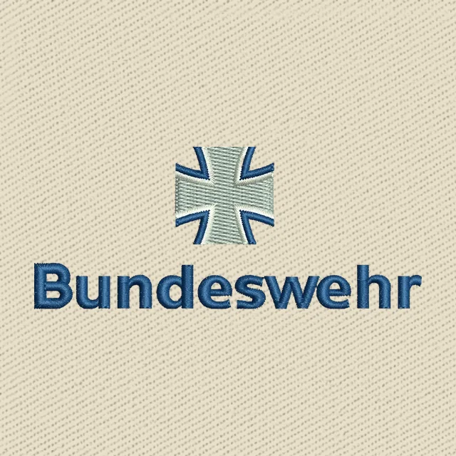 Disegno da ricamo croce di ferro e scritta Bundeswehr