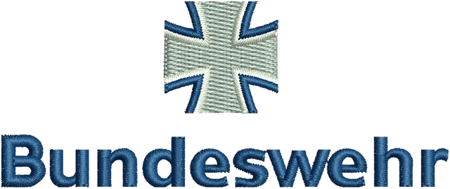 Bundeswehr Iron Cross Wordmark Embroidery Design embroidery design shown stitched on fabric