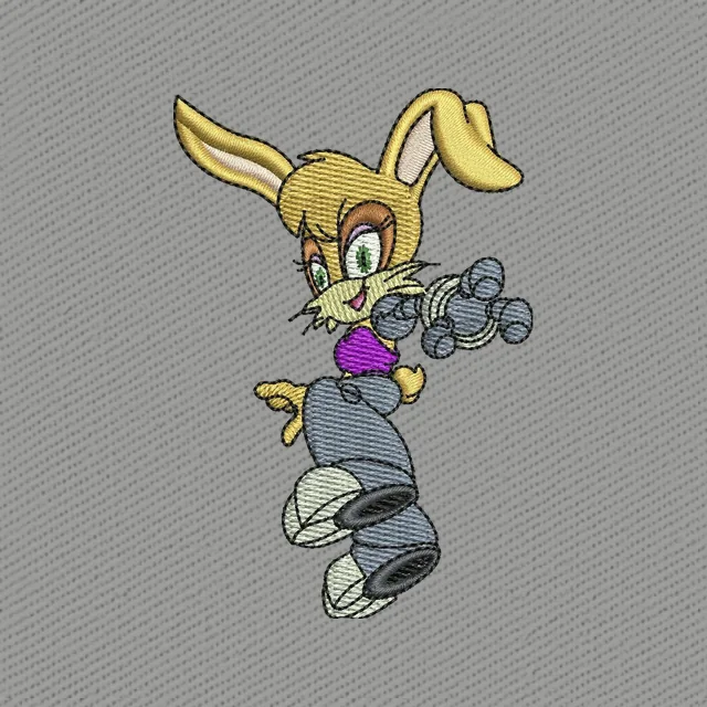 Disegno da ricamo Bunnie Rabbot Sonic personaggio in corsa