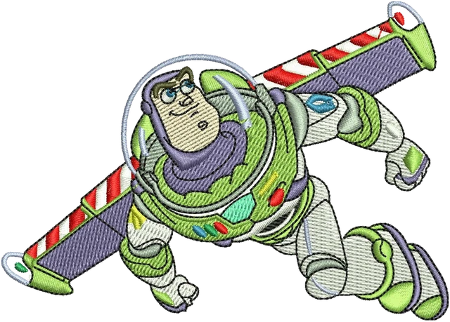 Stickdatei Buzz Toy Story 2 Cartoon Stickdatei auf Stoff gestickt