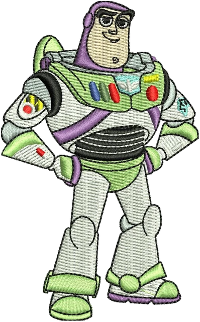 Buzz Toy Story Cartoon Embroidery Design embroidery design shown stitched on fabric