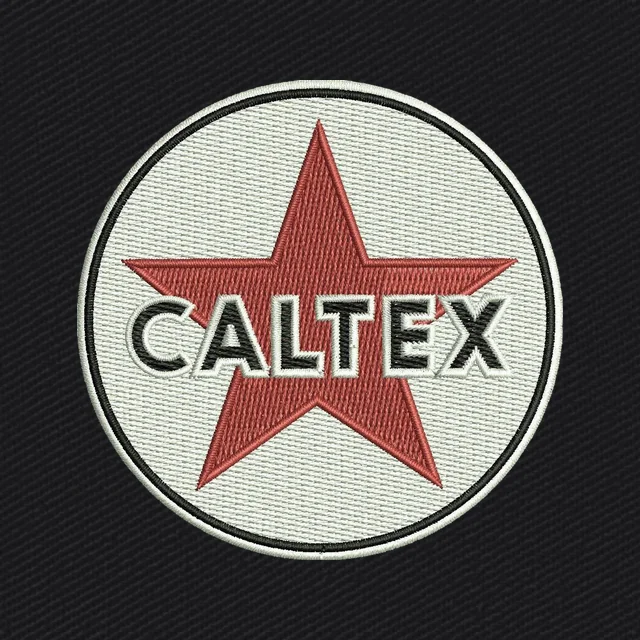 Motif de broderie emblème rond étoile rouge Caltex