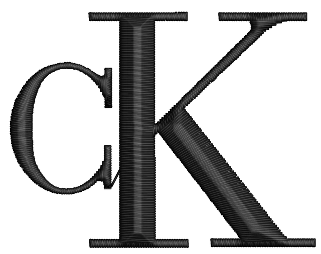 Calvin Klein CK Monogram Embroidery Design embroidery design shown stitched on fabric