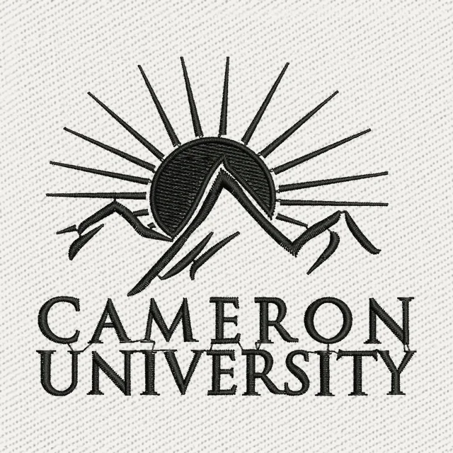 Cameron University Berg- und Sonnenlogo Stickdatei