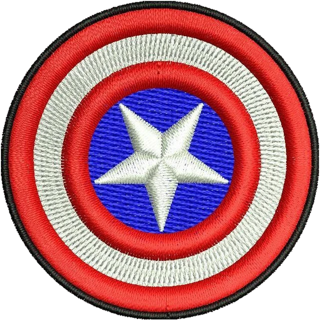 Captain America Logo Embroidery Design embroidery design shown stitched on fabric
