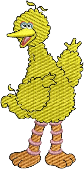 Cartoon Big Bird Embroidery Design embroidery design shown stitched on fabric