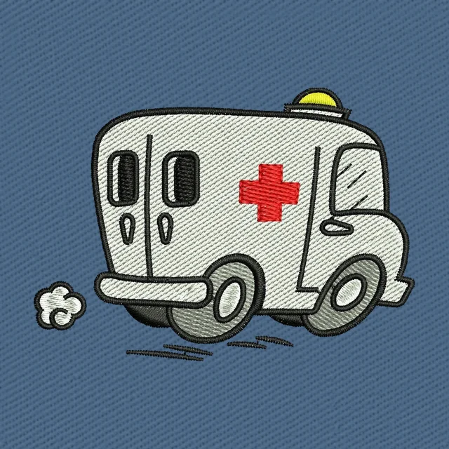 Ambulancia adorable de dibujos animados