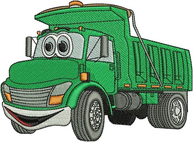 Ricamo Camion ribaltabile animato su tessuto