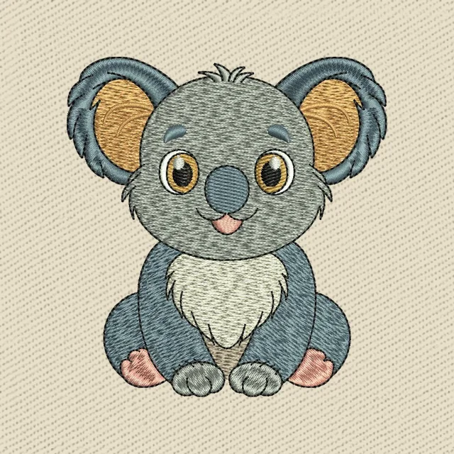 Niedlicher grauer Cartoon-Koala Stickdatei