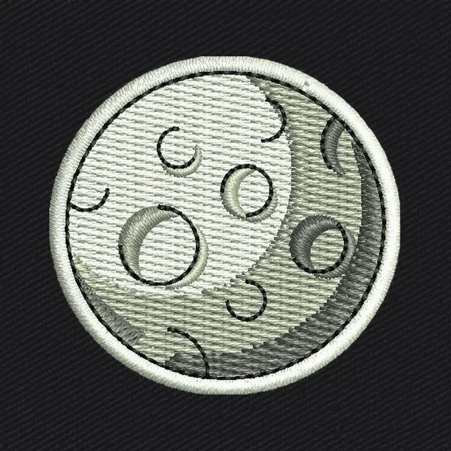 Diseño de bordado Luna gris de dibujos animados con cráteres