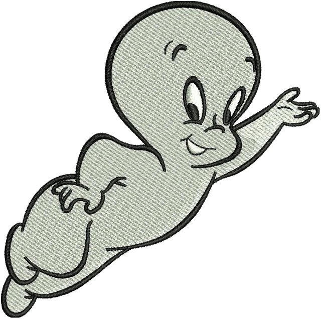 Motif de broderie Casper volant en diagonale, un bras tendu brodé sur tissu