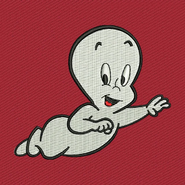Casper volando con una sonrisa abierta