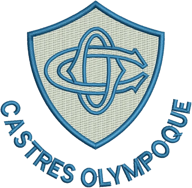 Diseño de bordado Diseño de bordado Castres Olympique escudo azul sobre tela