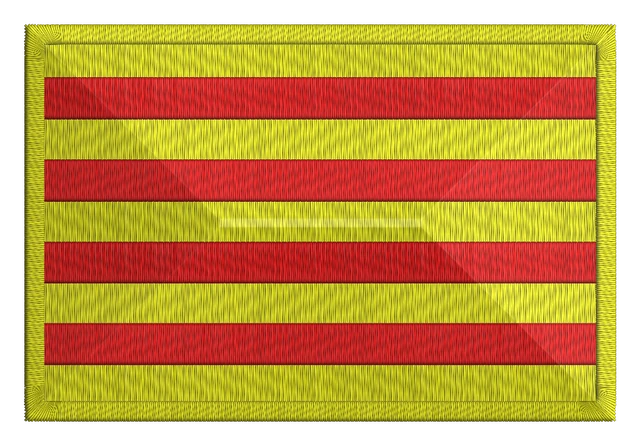 Catalunya Flag Embroidery Design embroidery design shown stitched on fabric