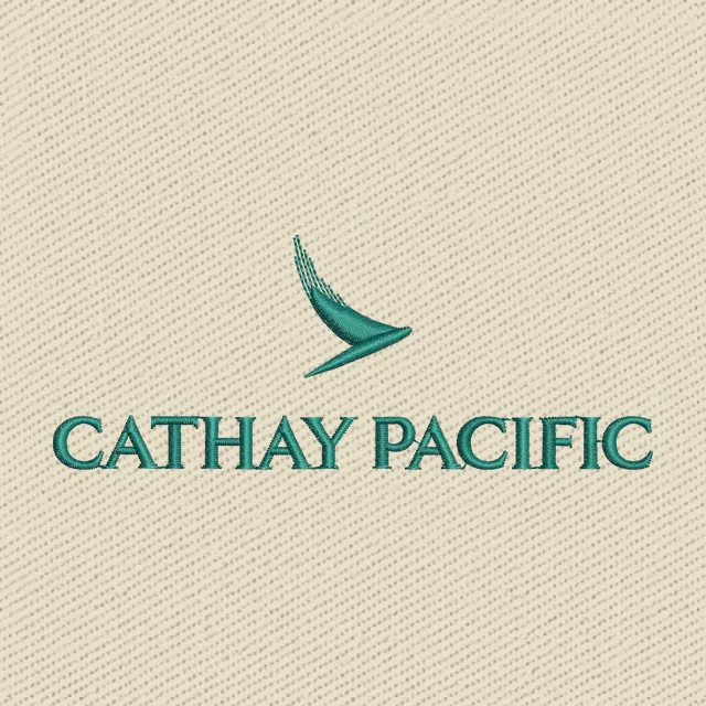 Diseño de bordado logo verde Cathay Pacific Brushwing