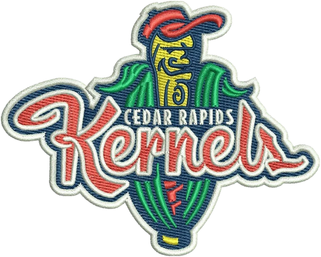 Ricamo Disegno da ricamo Cedar Rapids Kernels logo con pannocchia su tessuto