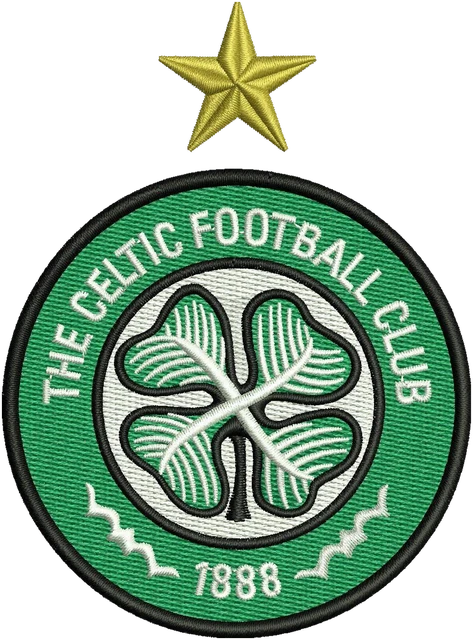 Diseño de bordado Escudo Celtic Football Club con estrella sobre tela