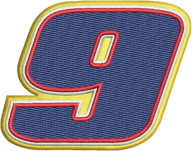 Diseño de bordado Chase Elliott NASCAR logotipo número 9 sobre tela