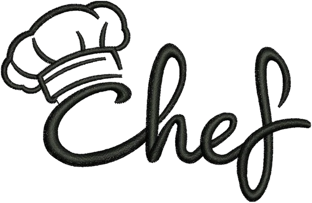 Ricamo Cappello da chef con la parola chef su tessuto