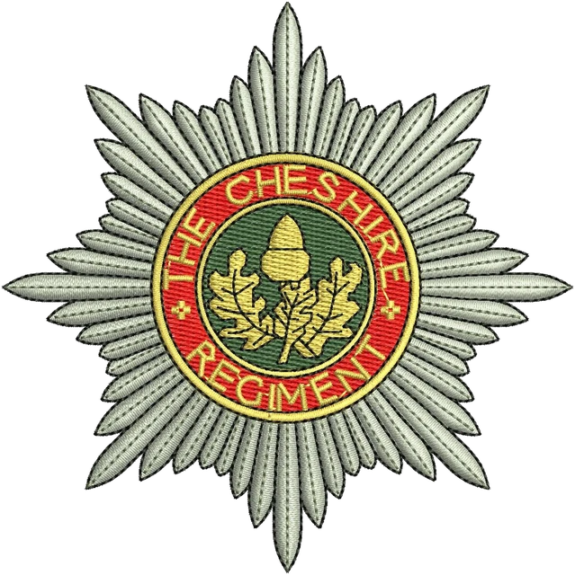 Ricamo Disegno da ricamo distintivo stella Cheshire Regiment su tessuto