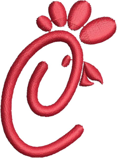 Chick Fil a Restaurant Logo Embroidery Design embroidery design shown stitched on fabric