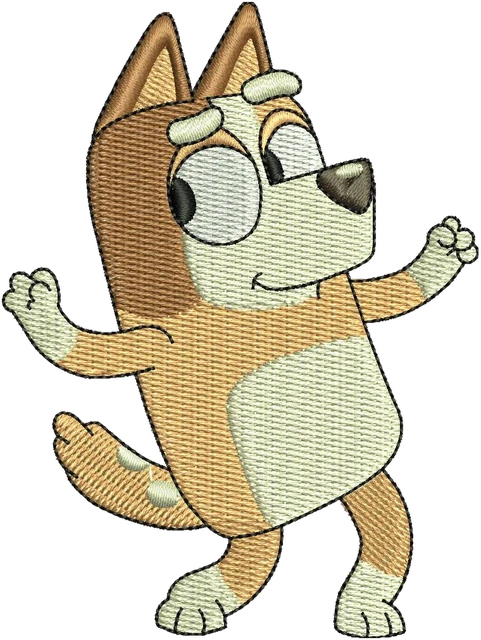 Chilli Heeler 3 Embroidery Design embroidery design shown stitched on fabric