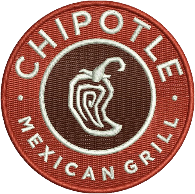 Chipotle Mexican Grill Logo Embroidery Design embroidery design shown stitched on fabric