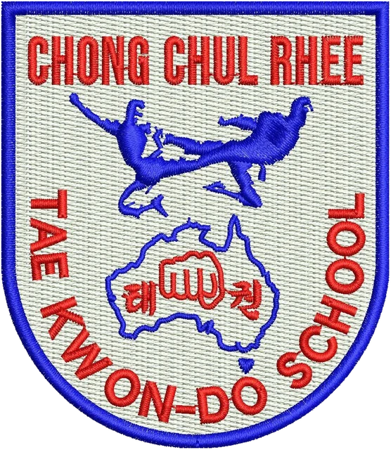 Chong Chul Rhee Tae Kwon Do School Logo Embroidery Design embroidery design shown stitched on fabric