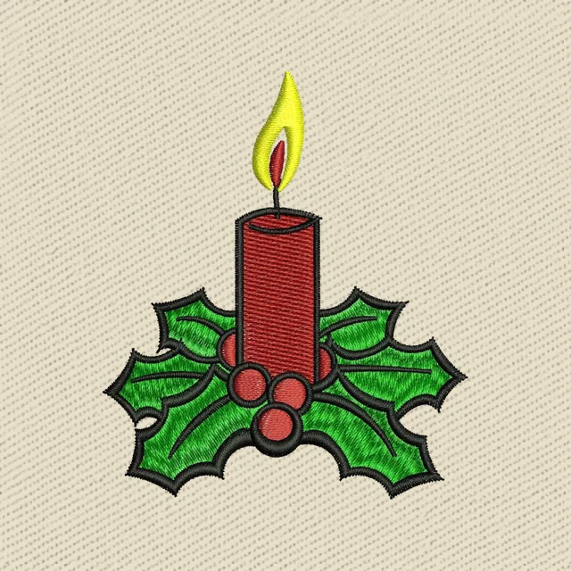 Vela roja de Navidad con acebo